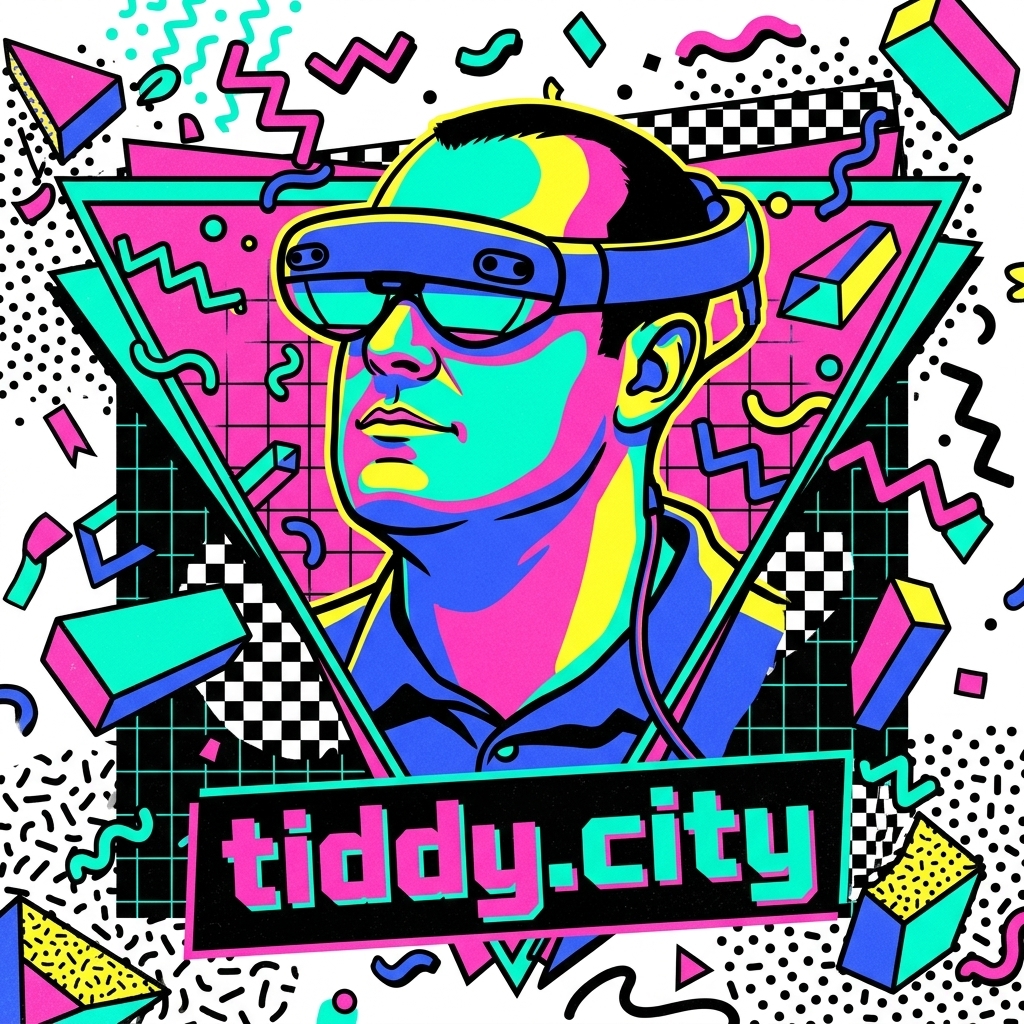 Radical 90s tiddy.city logo featuring our chief futurist